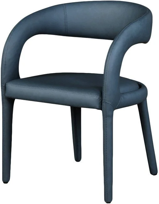Meridian Furniture – Sylvester Navy Vegan Leather Dining Chair – 987Navy-C