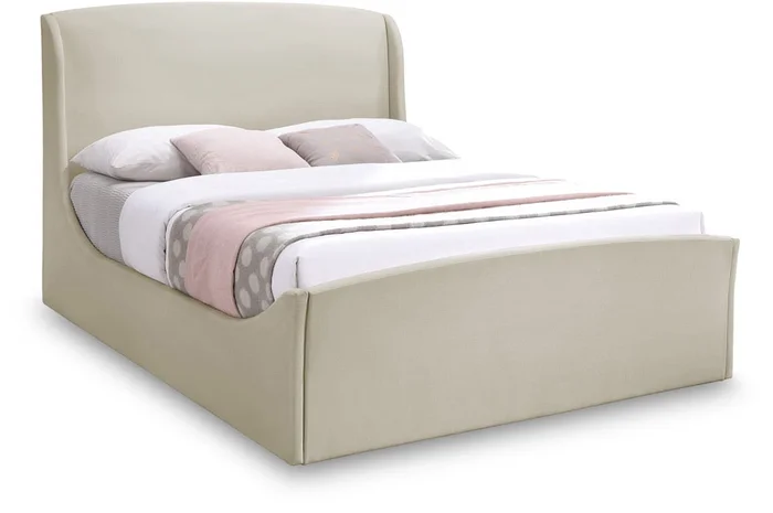 Meridian Furniture – Tess Cream Velvet Queen Bed – TessCream-Q