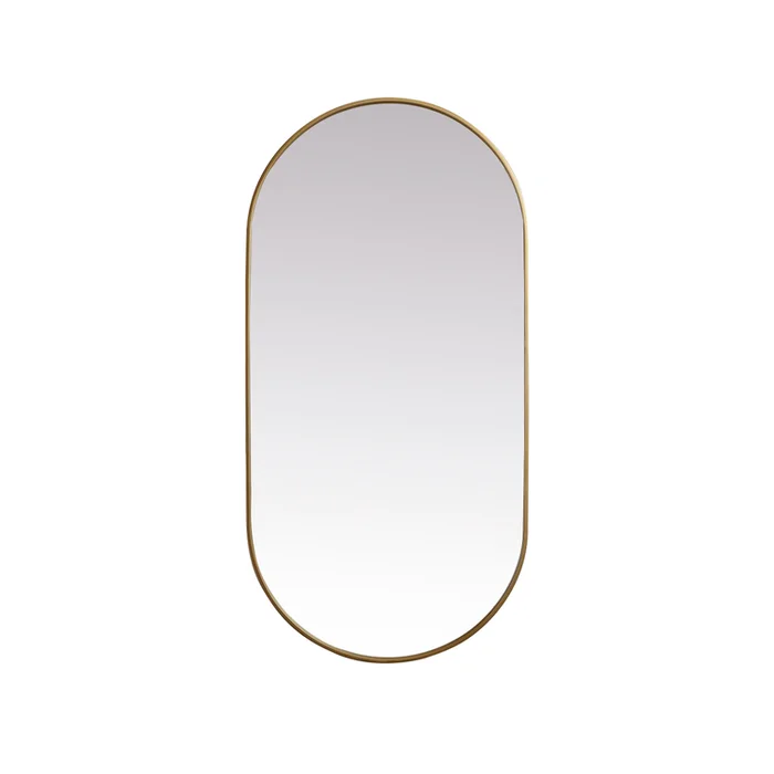 Metal Frame Oval Mirror 30×60 Inch in Brass