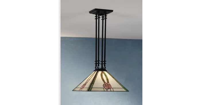 Meyda Tiffany Stained Glass / Tiffany Down Lighting Pendant from the Mackintosh Rose Collection