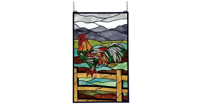 Meyda Tiffany Stained Glass Tiffany Window from the Rooster Collection