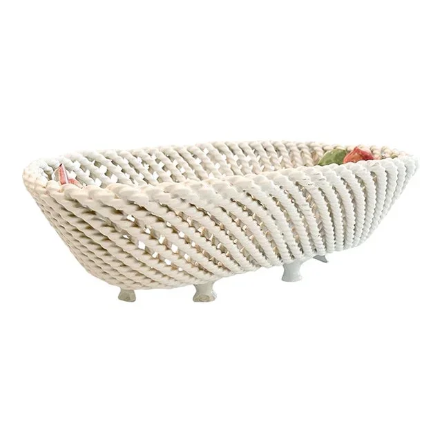 Mid-Century Italian Braided Ceramic Basket