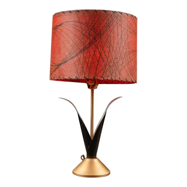 Mid-Century Tulip Lamp With Red Shade