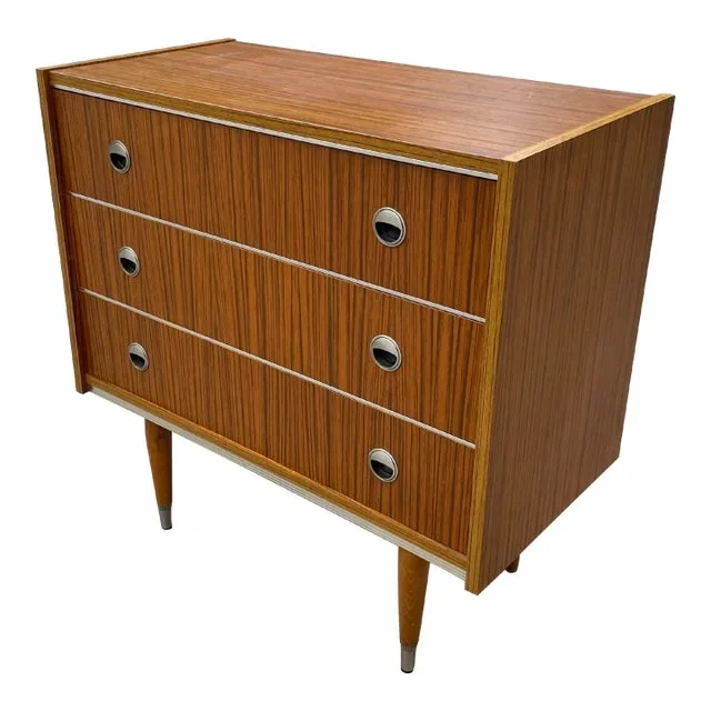 Mid Century Zebra Wood Three Drawer Chest