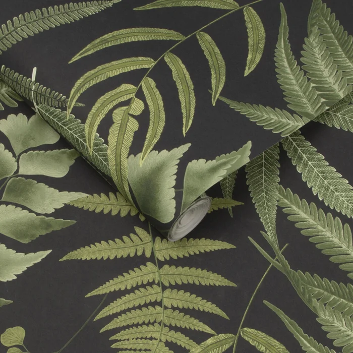 Midsummer Fern Wallpaper – Black