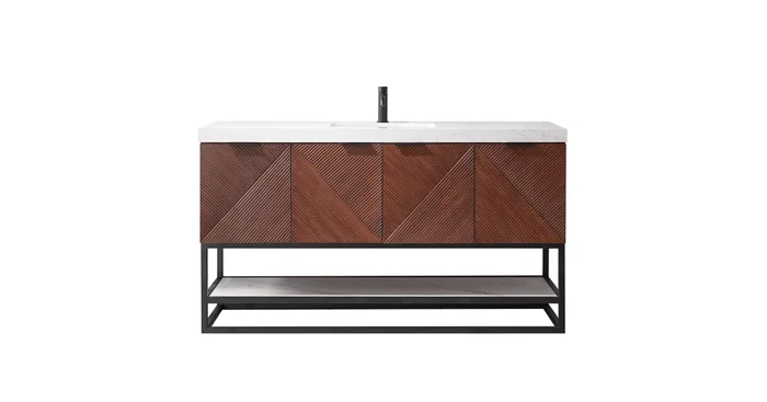 Miseno Mahon 60″ Free Standing Single Basin Vanity Set with Cabinet and Composite Stone Vanity Top