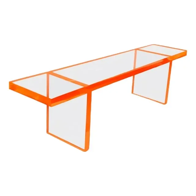 Modern Acrylic Console Table – Transparent Top With Vibrant Orange Frame
