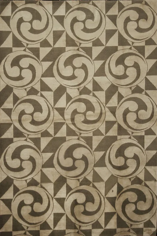 Modern Geometric Beige Brown Wool And Silk Custom Rug – Kaleidoscope – 11758