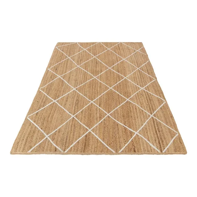 Modern Geometric Bohemian Jute Rug 3x12Ft.