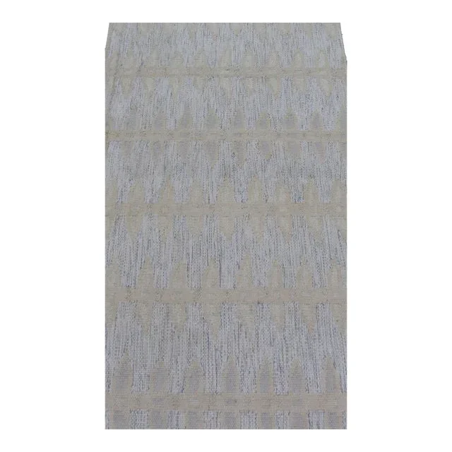 Modern Scandinavian Flat Weave Rug With Subtle Geometric Patterns in Soft Ivory and Muted Gray 3’0 X 5’5