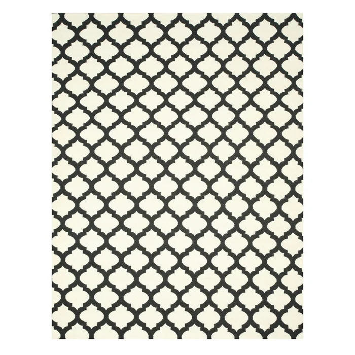 Moroccan Black & Ivory Transitional Wool Reversible Rug, 9x12ft – Eorc