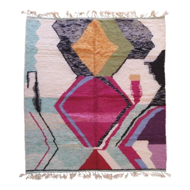 Moroccan Boujad Colorful Wool Rug – 9.5 X 8.3 Ft