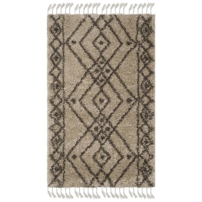 Moroccan Fringe Shag Mushroom/Grey Large Rectangle Rug