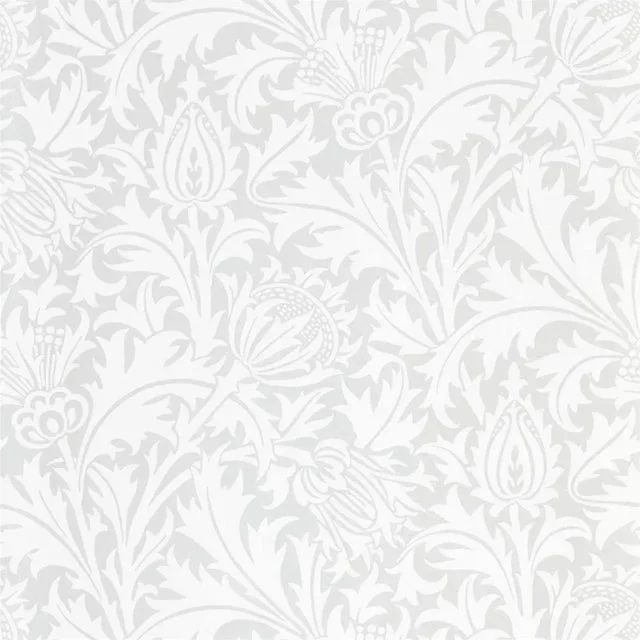Morris & Co Pure Thistle Wallpaper in Grey Blue