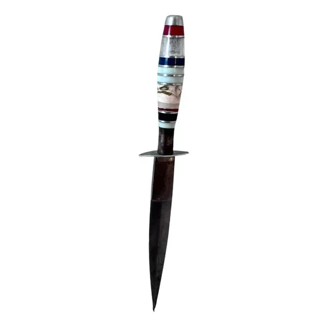 Multi Color Handled Letter Opener or Dagger with Stone Between Silver Spacers