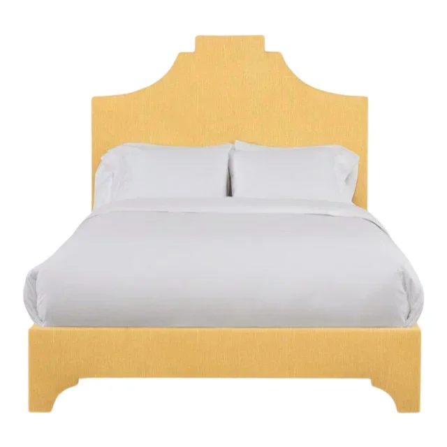 Nadine King Bedframe, Mustard Linen