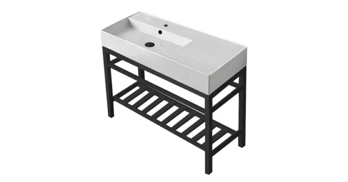 Nameeks Teorema 2 39-13/16″ Rectangular Ceramic Console Bathroom Sink with Overflow and Single Faucet Hole