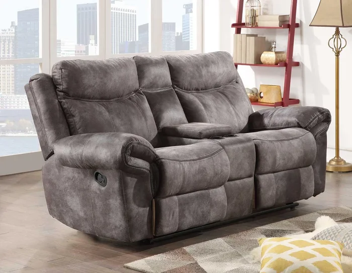 Nashville Gray Manual Glider Recliner Console Loveseat
