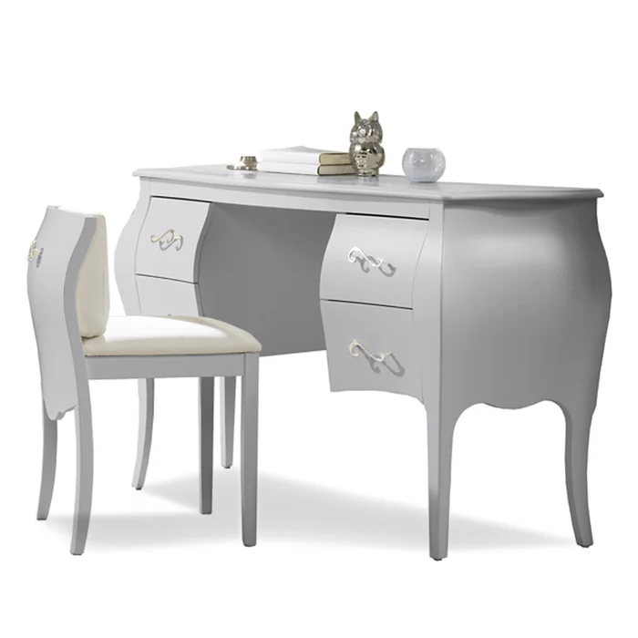 Natart Alexa Desk with Seating in Silver
