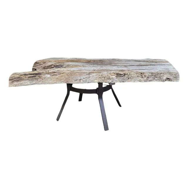 Natural Live Edge Table With Iron Base