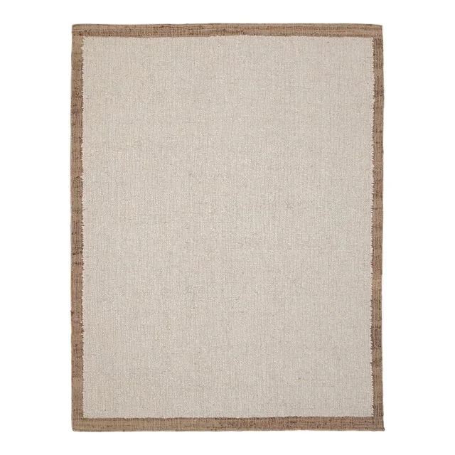 Natural Wool Jute Ivory Solid Premium Quality Boho Style Rug 4x6Ft.