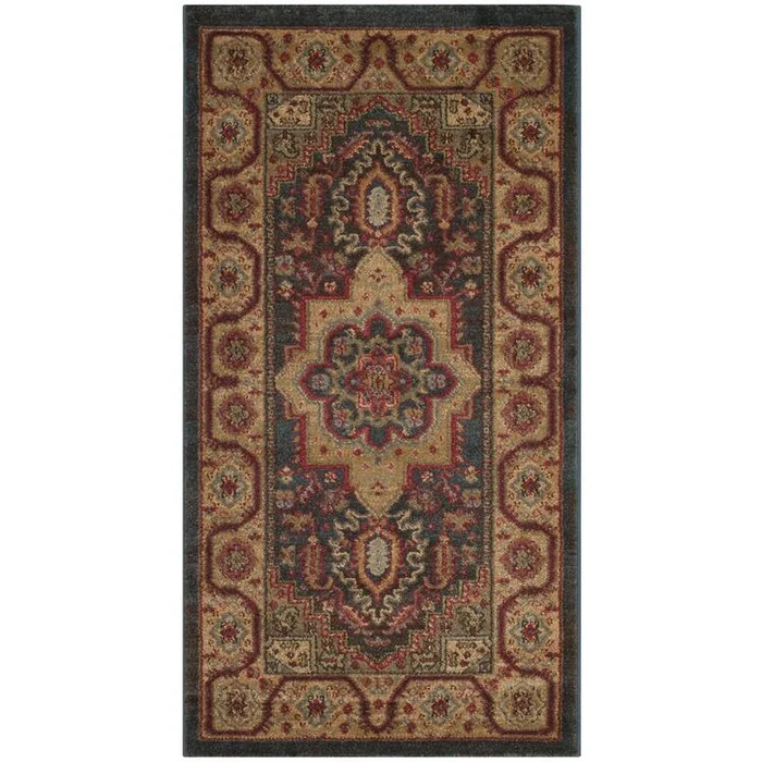 Navy Blue and Natural Polypropylene Power Loomed Area Rug Runner – Safavieh