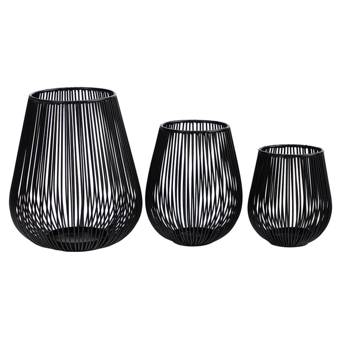 Nearly Natural 6in., 8in. and 10in. Vintage Black Metal Wire Tea Votive Lantern Candle Holder (Set of 3)