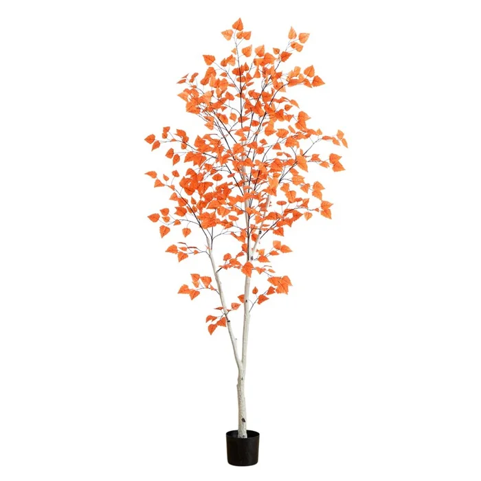 Nearly Natural 7ft. Autumn Paper Birch Artificial Fall Tree