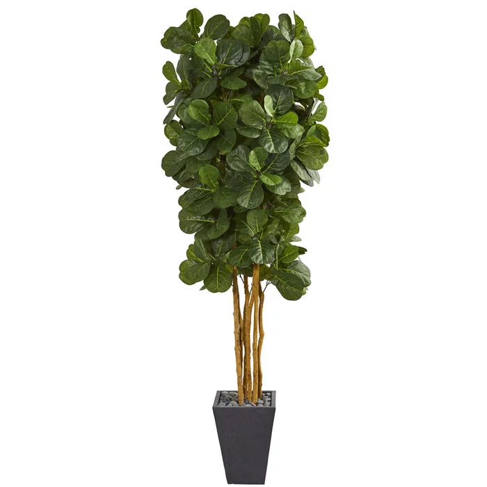 Nearly Natural Fiddle Leaf Artificial Tree in Slate Planter
