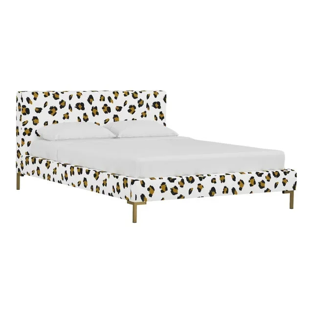 Norah Platform Bed in Ochre Brush Cheetah, Queen