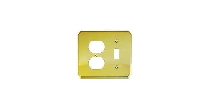 Omnia Beveled Edge Combination Duplex Outlet Single Toggle Switch Plate from the Classics Collection