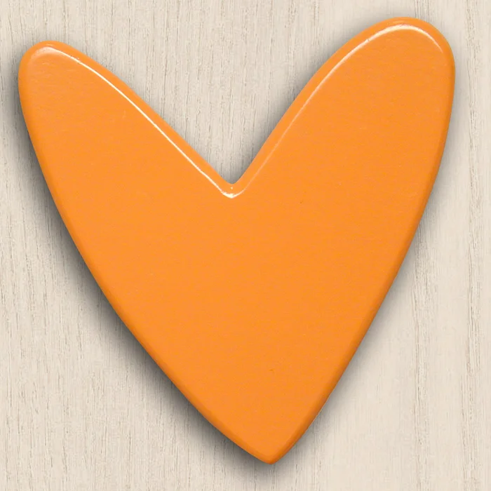 One World Kids Modern Heart Orange Set of 4 Drawer Knobs