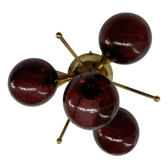 Orchidea Polished Brass Amethyst Bubbles Globe Flush Mount by Fabio LTD