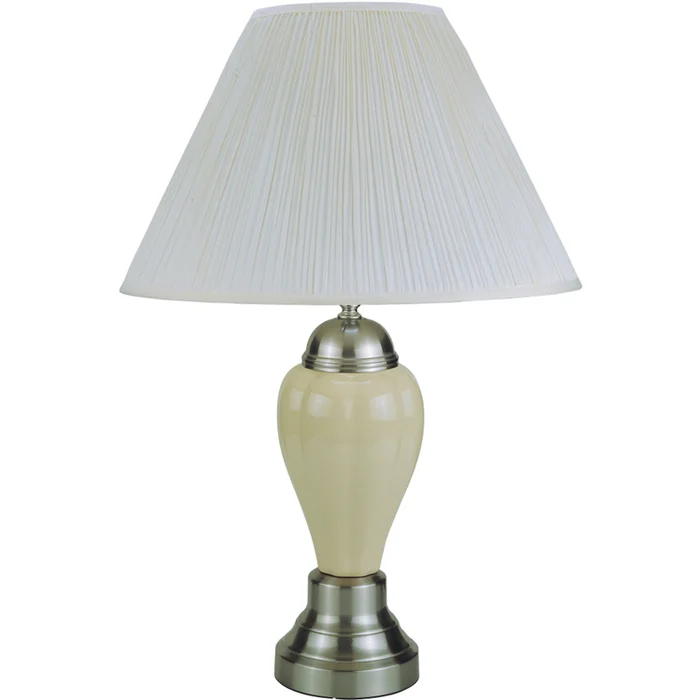 ORE International 27″ Ceramic Table Lamp – Silver/ Ivory