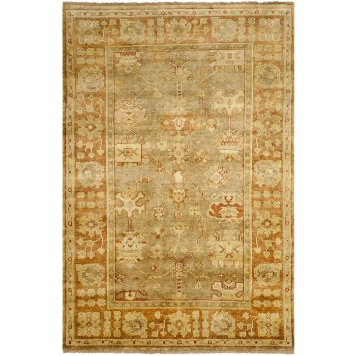 Oushak Beige/Rust Medium Rectangle Rug