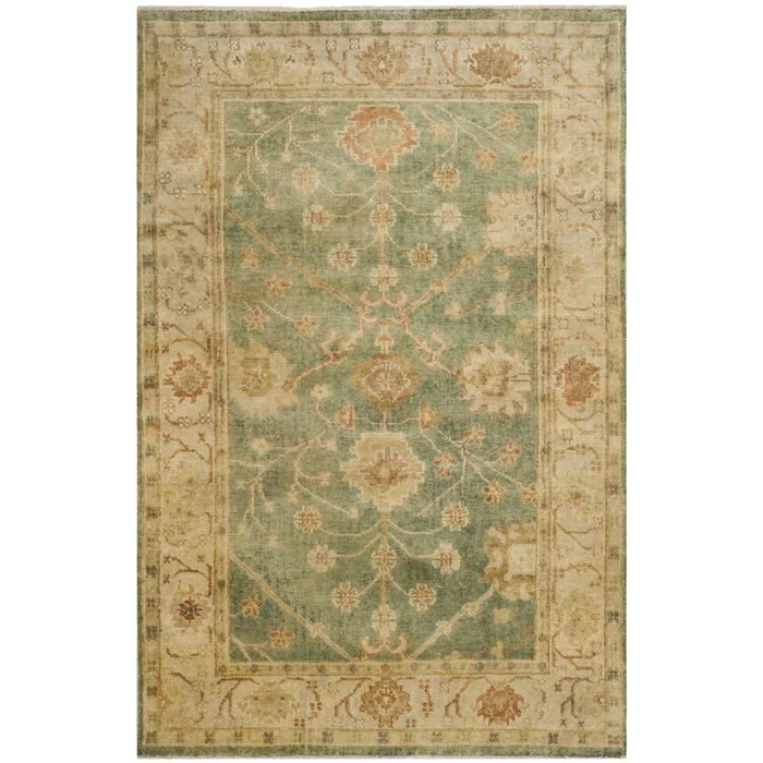 Oushak Dark Green/Light Green Runner Rug