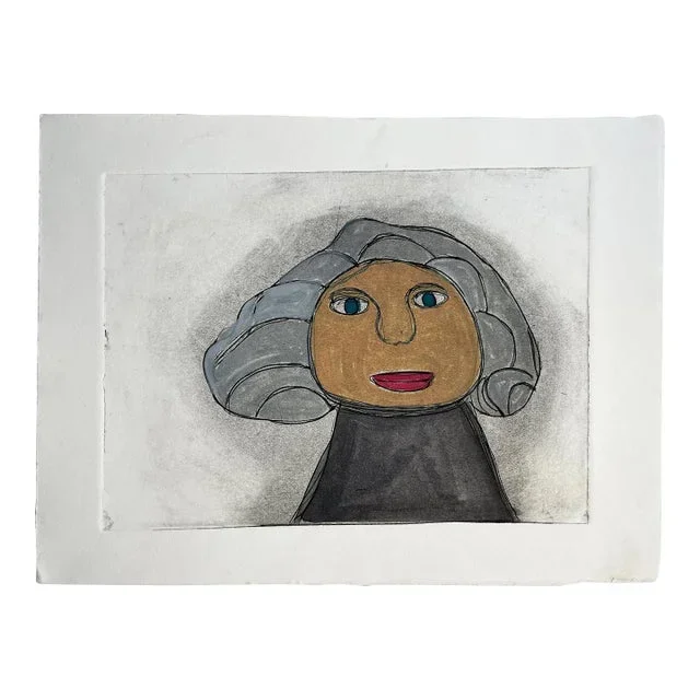 Outsider Art “George” Original Etching –
