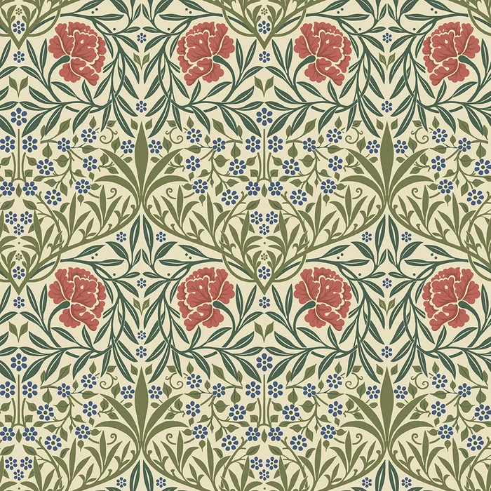 Oxford Union Wallpaper – Red / Green