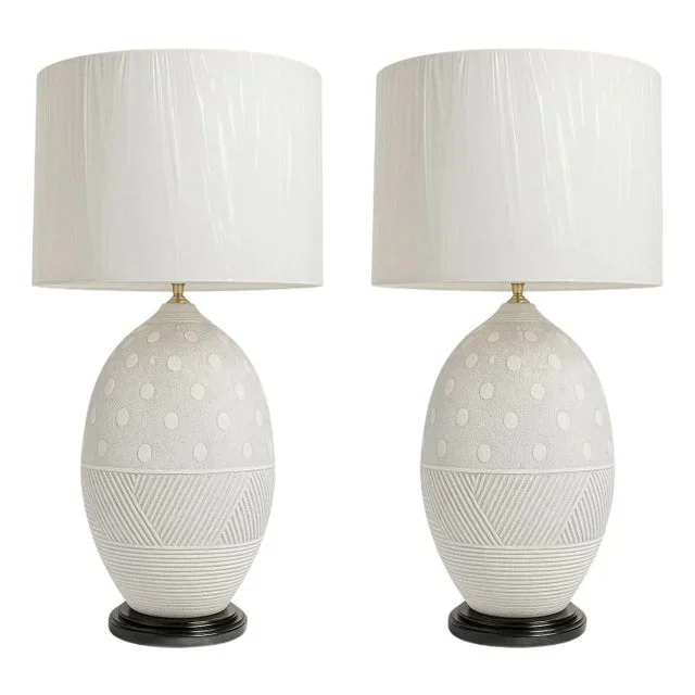 Pair of Balinese Tall Table Lamps With Shade
