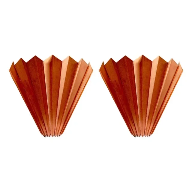 Pair of Large Lubow Copper Fluted Sconces