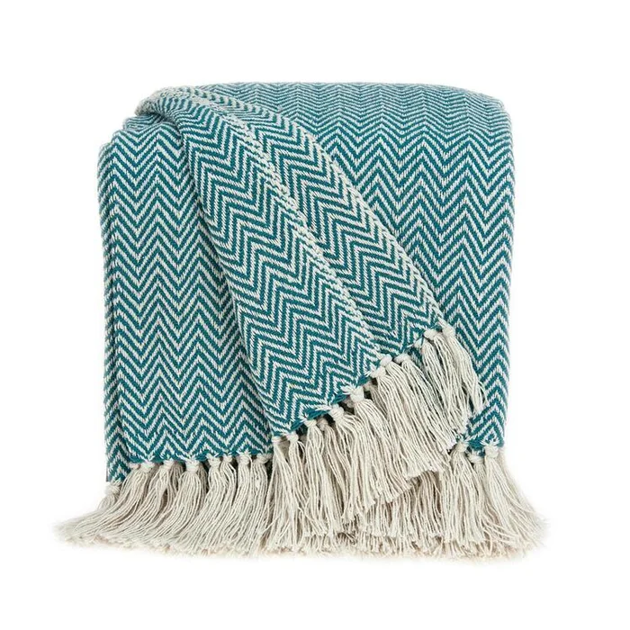 Parkland Collection Isla Transitional Blue HANDLOOMed 52″ x 67″ Cotton Throw Blanket