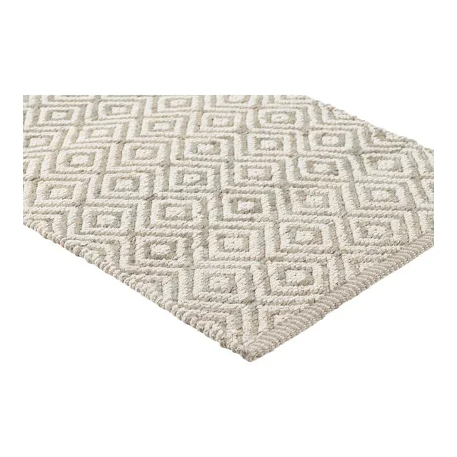 Part & Parcel Goods Textured Diamond Runner, 2’6”x8′, Sky Blue and Eggshell