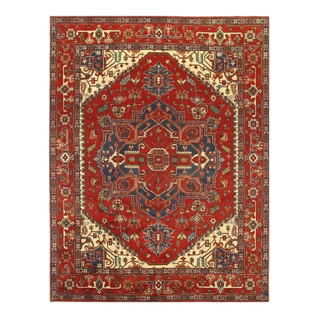 Pasargad Indo Hand-Knotted Serapi Rug – 9′ × 12′