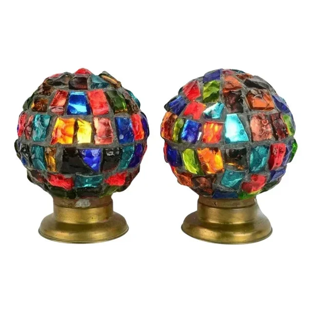 Peter Marsh for Nader Multicolor Chunk Glass Globe Lights – A pair