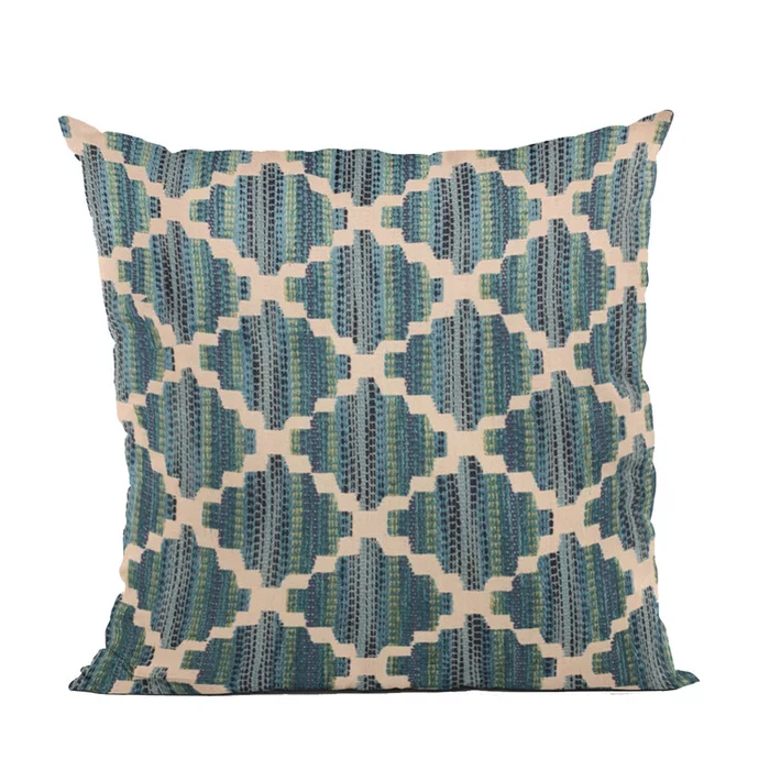 Plutus Brands Blue Zig Zag Cut Diamond Luxury Throw Pillow