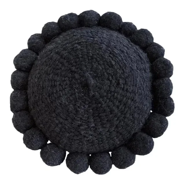 Pom Pom Cushion – Black (S)