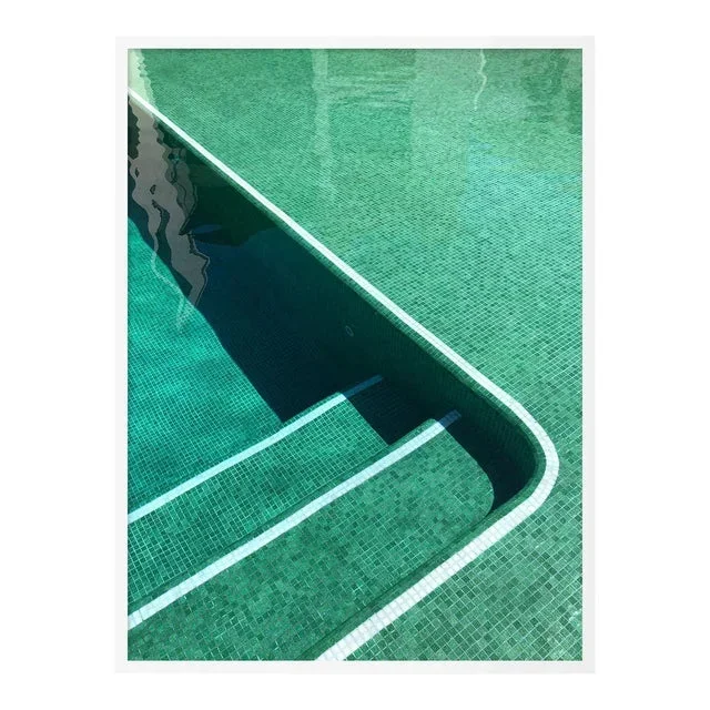Pool by Christine Flynn in White Framed Paper, Large Art Print