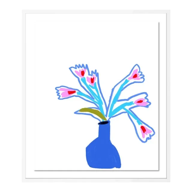 Pot of Blue by Annie Naranian in White Frame, Medium Art Print