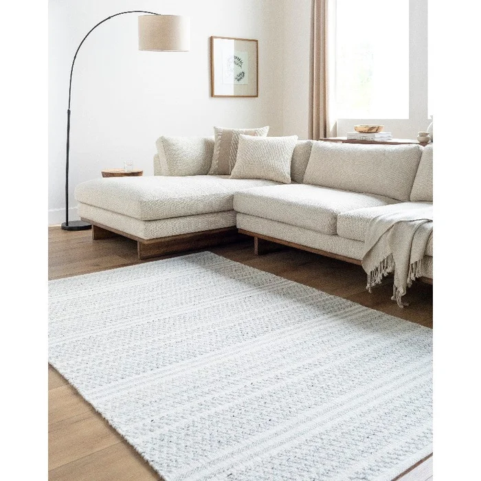 Precious Solid and Border Cream/Black Area Rug