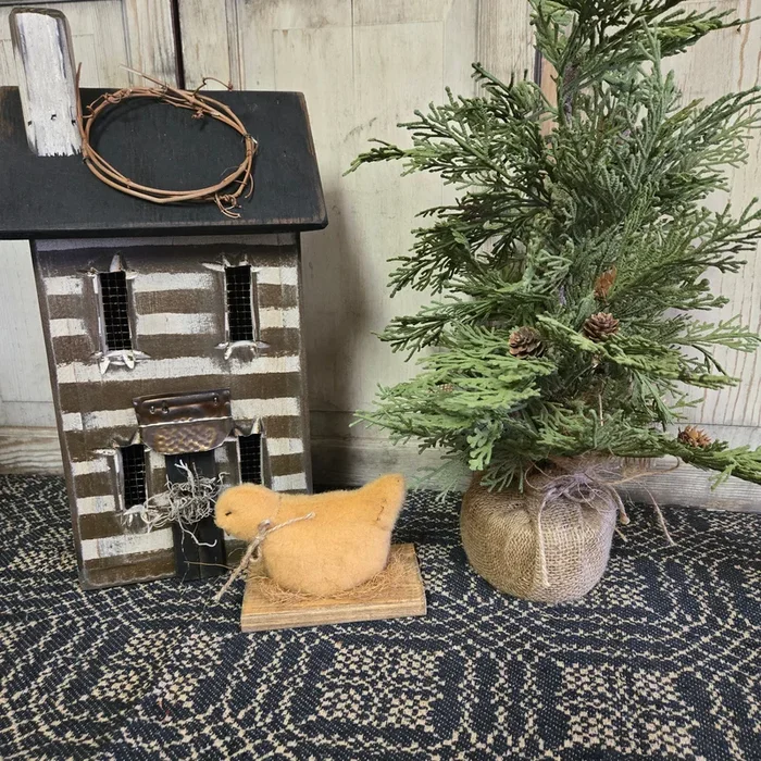 Primitive Chick on Wooden Base